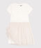 Kurzärmeliges Kinder-Kleid aus Baumwolle und Tüll weiss MARSHMALLOW/rosa COPPER