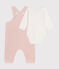 Baby Set, Latzhose aus Samt und body rosa SALINE