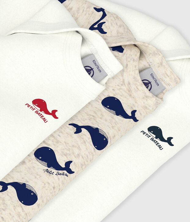 3er-Set lang&auml;rmelige Baby-Bodys aus Baumwolle mit Walmotiv vielfarbig