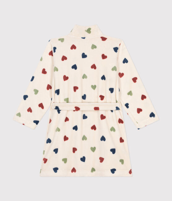 Gemusterter Kinder-Morgenmantel aus Fleece weiss AVALANCHE/ MULTICO