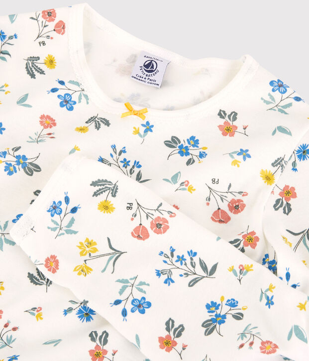 Kinderpyjama f&uuml;r M&auml;dchen weiss/vielfarbig