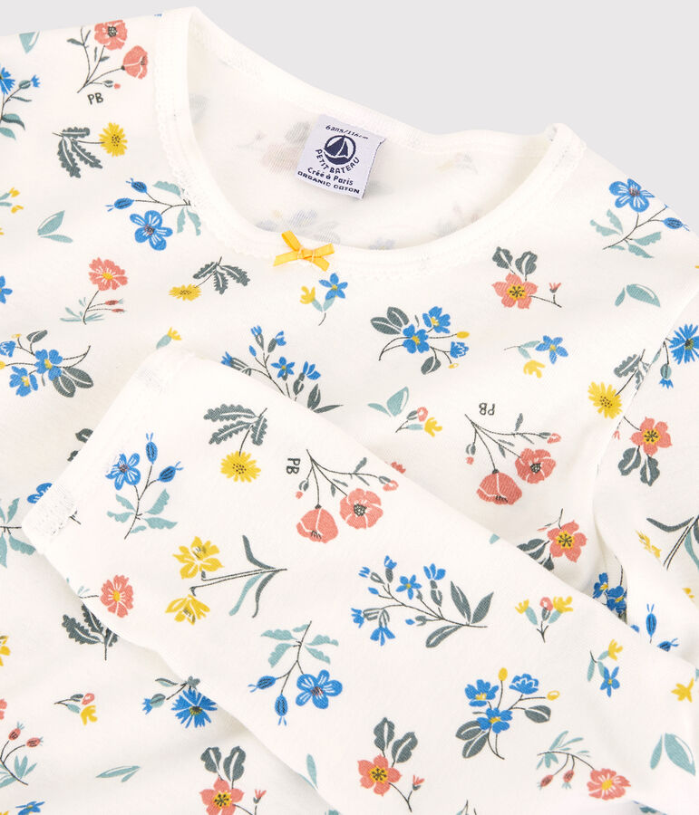 Kinderpyjama f&uuml;r M&auml;dchen weiss/vielfarbig