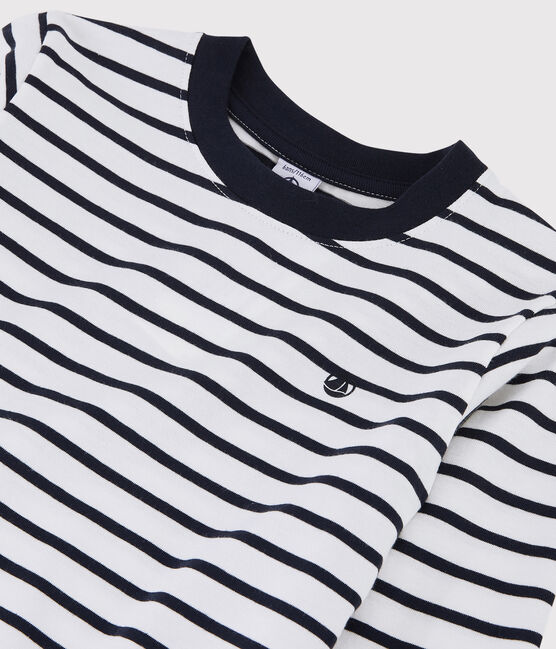 Kinder-T-Shirt aus Jersey für Mädchen/Jungen weiss MARSHMALLOW/blau SMOKING