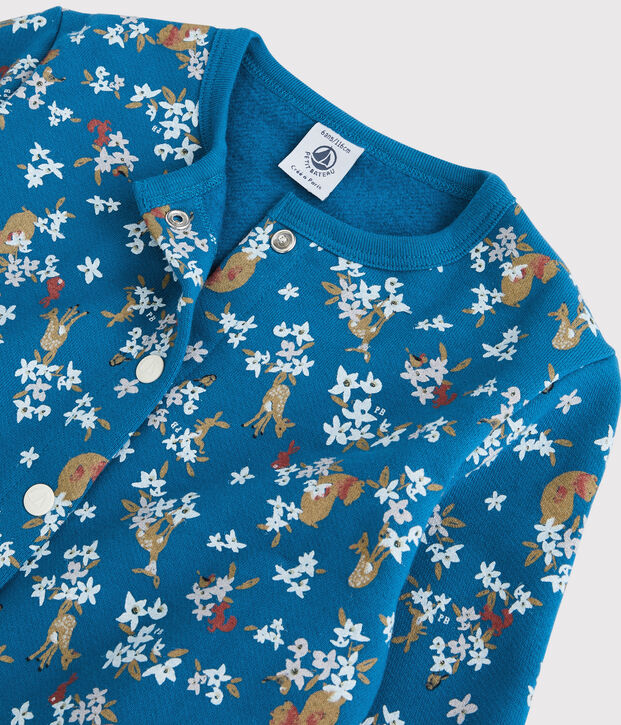 Kinder-Cardigan aus Molton f&uuml;r M&auml;dchen blau/vielfarbig