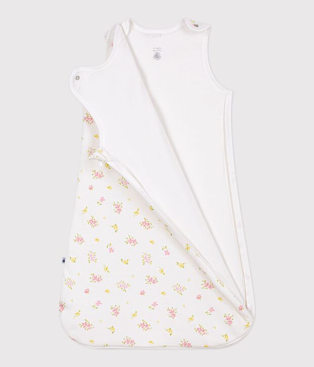 Babyschlafsack aus Baumwolle mit Blumenmotiv TOG-Wert 1,5 weiss/vielfarbig