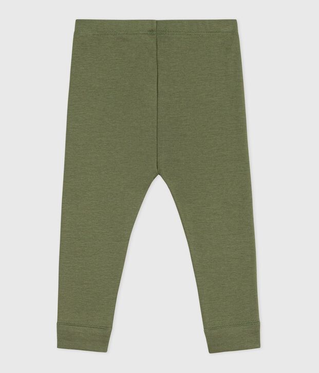 Baby-Leggings aus einfarbiger Baumwolle OLIVINE