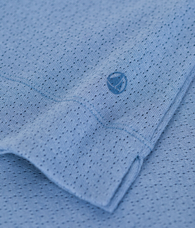 Damen-Nachthemd aus Baumwolle mit Lochstickerei blau