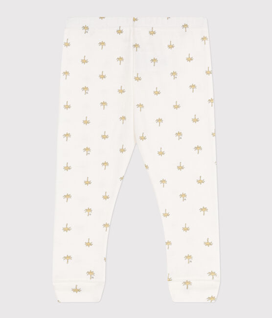 Baby-Leggings aus Baumwolle mit Blumenmuster weiss MARSHMALLOW/grau GRIS