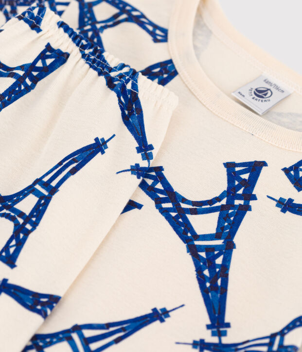 Kinderpyjama Paris aus Baumwolle naturfarben/vielfarbig