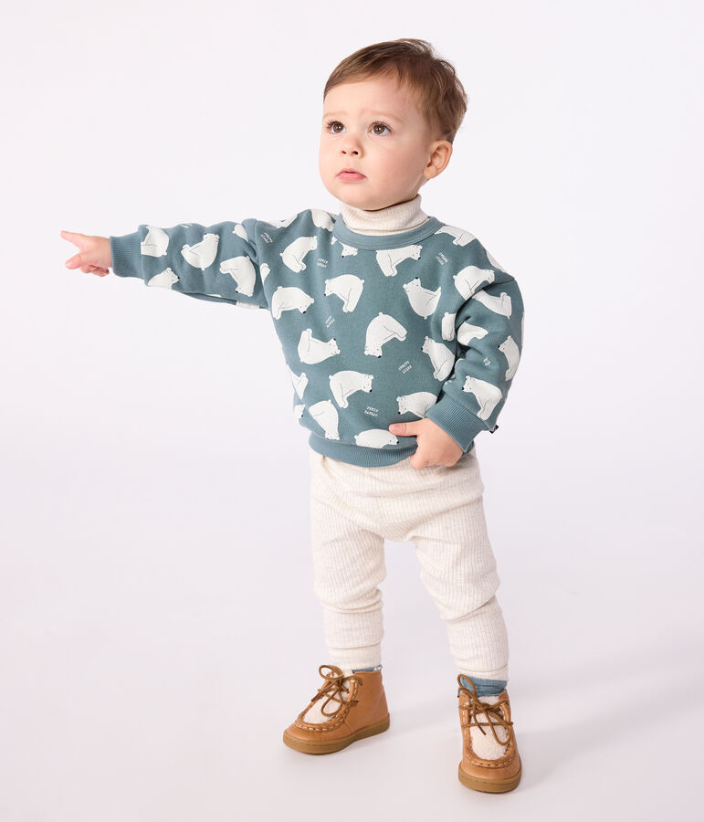 Baby-Sweatshirt aus Baumwolle mit B&auml;rmotiv blau/vielfarbig