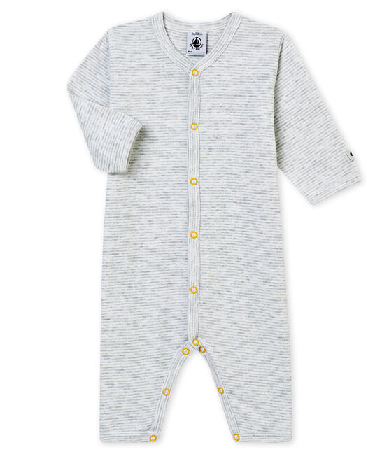 Baby Jungen Strampler ohne Fuß. grau POUSSIERE/weiss MARSHMALLOW