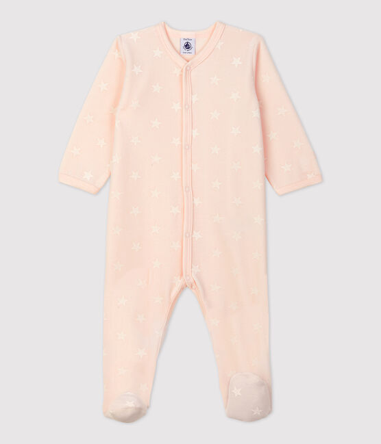 Baby-Strampler aus Nicki rosa FLEUR/grau ECUME