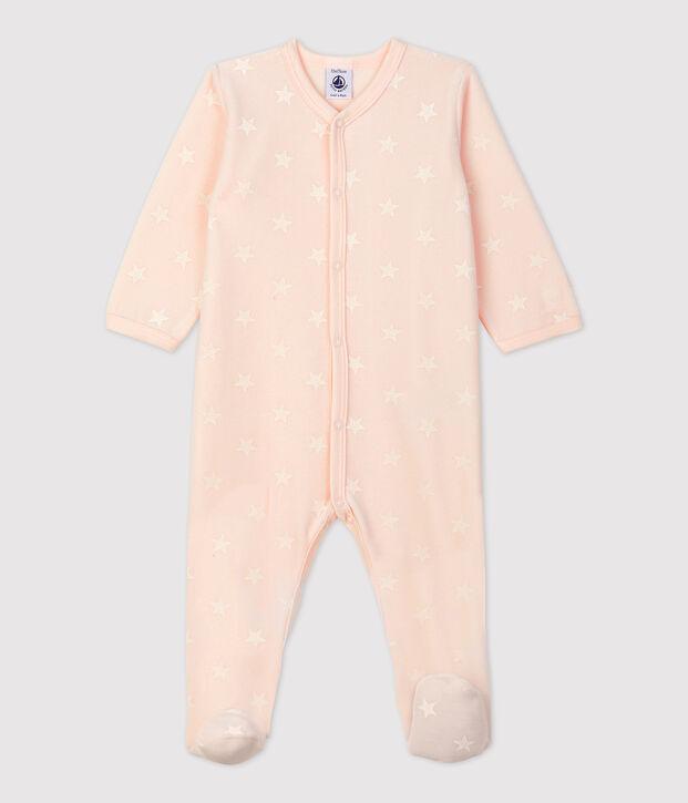 Baby-Strampler aus Nicki rosa/weiss