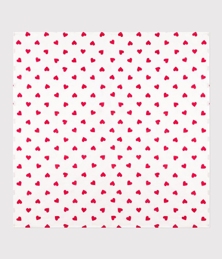 Baby-Wickeltuch aus Baumwolle mit rotem Herzmotiv weiss MARSHMALLOW/rot TERKUIT