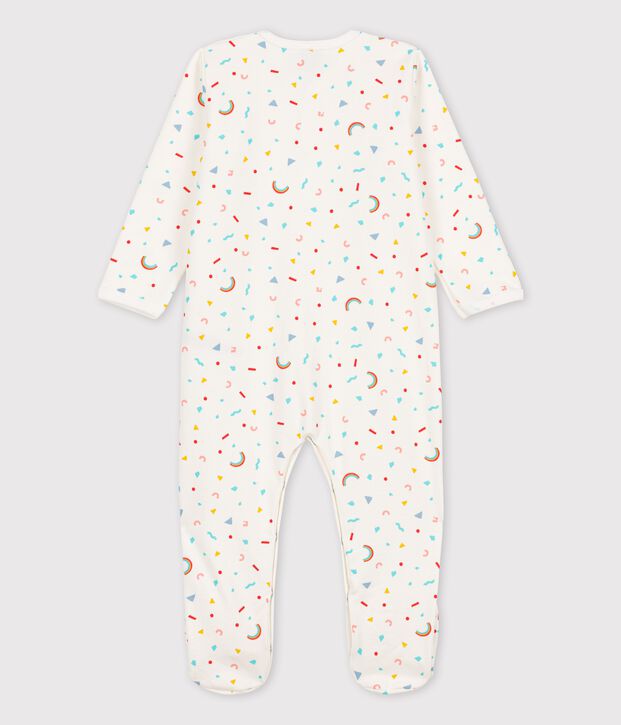 Baby-Strampler aus Winterjersey weiss/vielfarbig