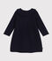 Langärmeliges Baby-Strickkleid blau SMOKING