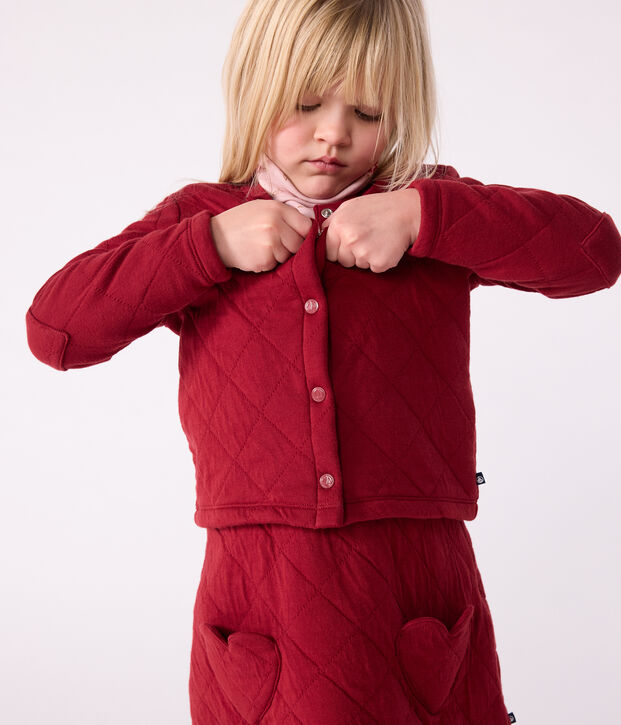 Kinder-Cardigan aus einfarbiger Baumwolle rot