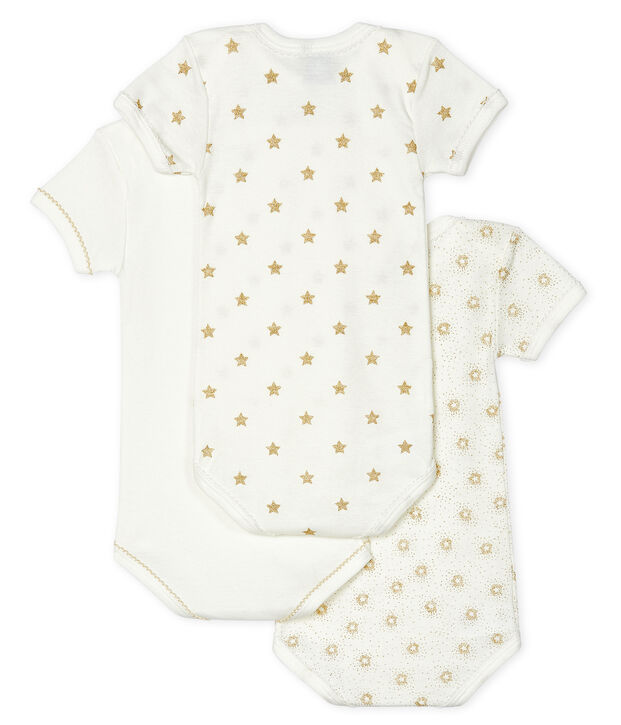 Trio kurz&auml;rmelige Baby-Bodys f&uuml;r M&auml;dchen vielfarbig