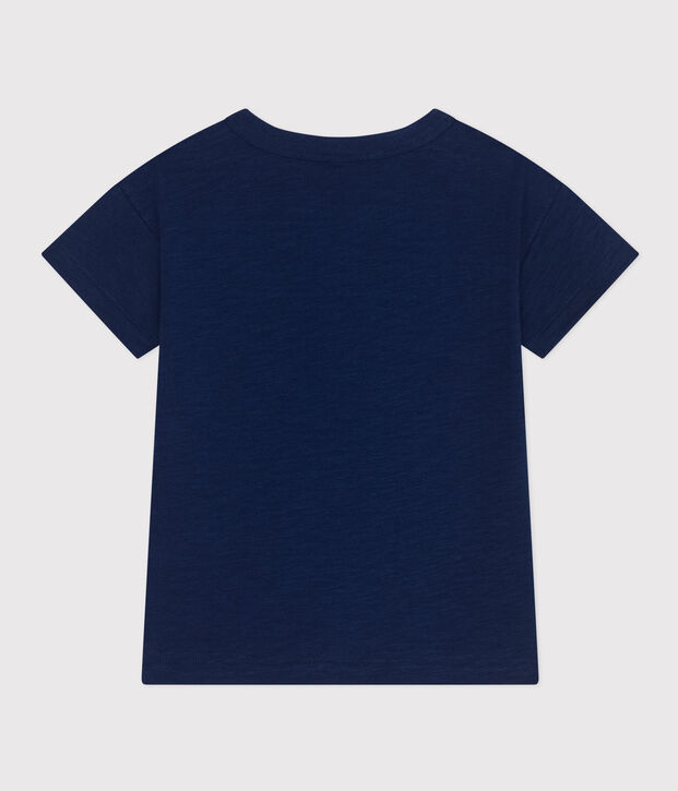 T-Shirt aus geflammtem Jersey Kinder/Jungen blau