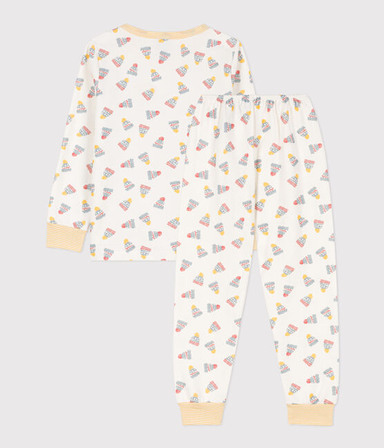 Kinderpyjama aus Molton weiss MARSHMALLOW/weiss MULTICO