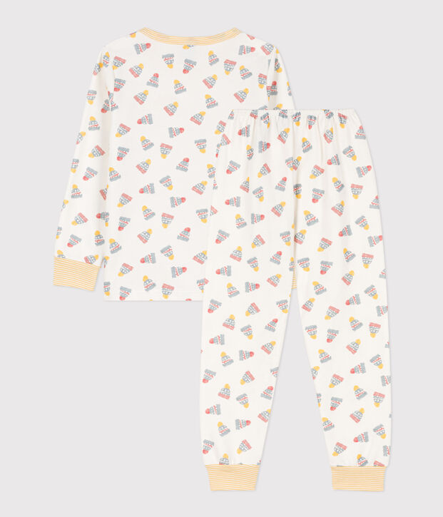 Kinderpyjama aus Molton weiss/vielfarbig