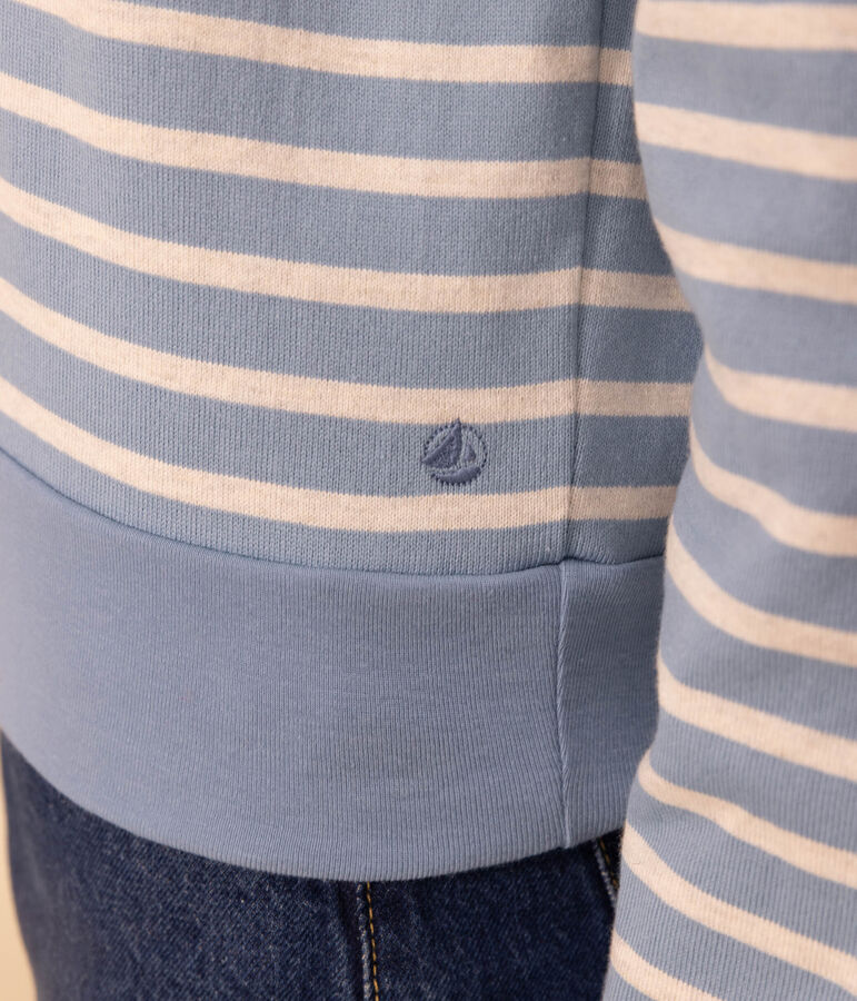 Sweatshirt aus Baumwolle mit Matrosenmuster f&uuml;r Damen blau/beige