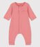 Langer einfarbiger Baby-Overall aus Bio-Doppeljersey rosa PAPAYE
