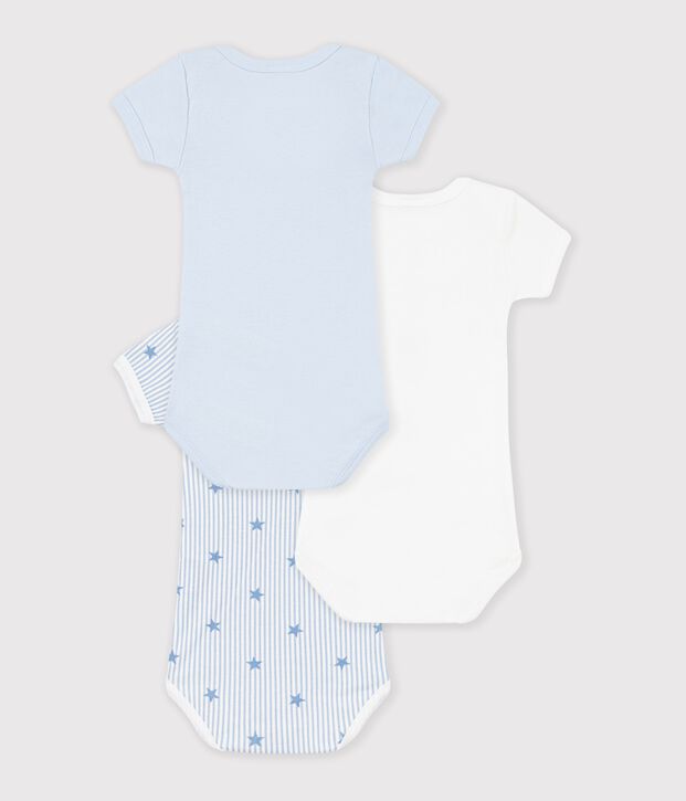 Set kurz&auml;rmeliger Baby-Bodys aus Baumwolle mit Paris-Motiv vielfarbig