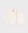 Baby-Wickeljacke aus Woll- und Baumwollstrick mit Lochmuster weiss MARSHMALLOW