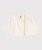 Baby-Wickeljacke aus Woll- und Baumwollstrick mit Lochmuster weiss