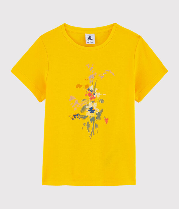 Kurz&auml;rmliges Kinder-T-Shirt aus Baumwolle f&uuml;r M&auml;dchen gelb