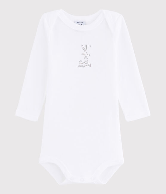 Langärmeliger Baby-Body Mädchen/Jungen weiss ECUME