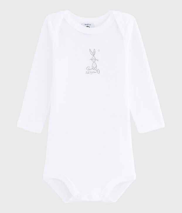 Lang&auml;rmeliger Baby-Body M&auml;dchen/Jungen weiss