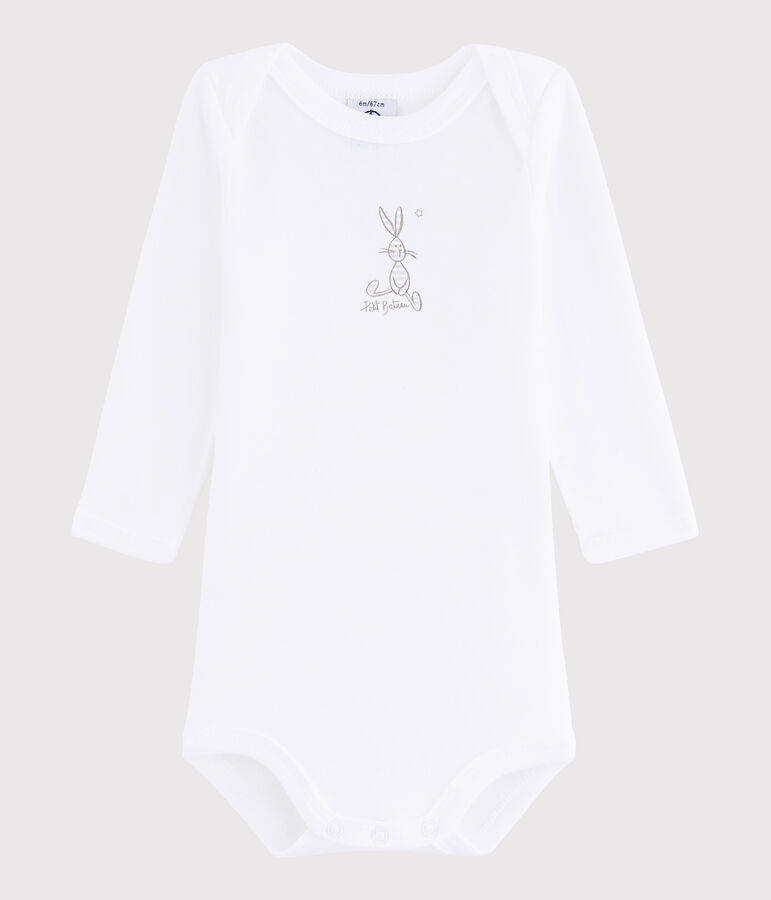 Lang&auml;rmeliger Baby-Body M&auml;dchen/Jungen weiss