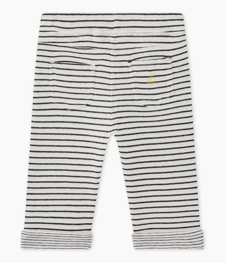 Gestreifte Baby-Jungen-Hose weiss/grau