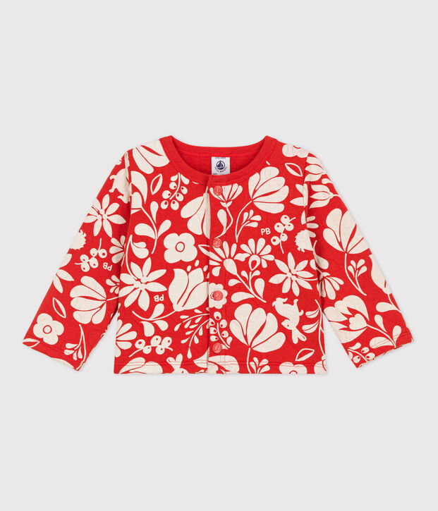 Bedruckter Baby-Cardigan aus gestepptem Doppeljersey orange/naturfarben