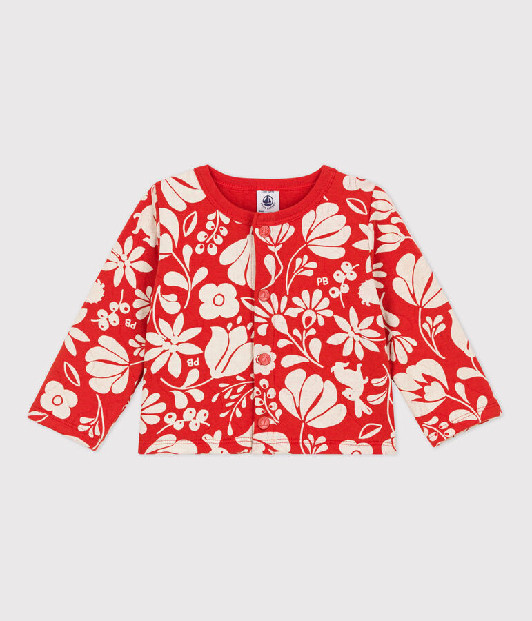 Bedruckter Baby-Cardigan aus gestepptem Doppeljersey orange/naturfarben