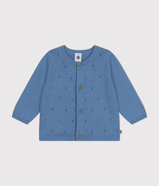 Baby-Cardigan aus Baumwollstrick in Ajour-Optik blau BEACH
