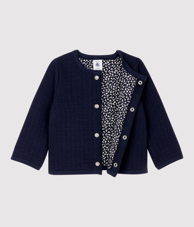 Baby-Cardigan aus gestepptem Doppeljersey. blau