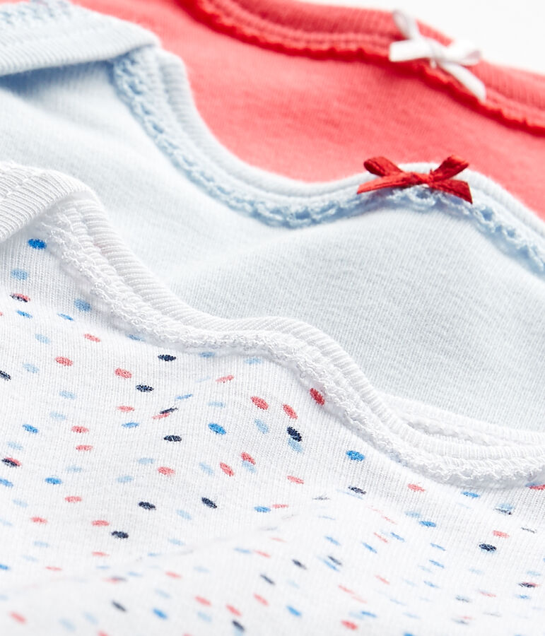 Kurz&auml;rmelige Baby-M&auml;dchen-Bodys im 3er-Set weiss
