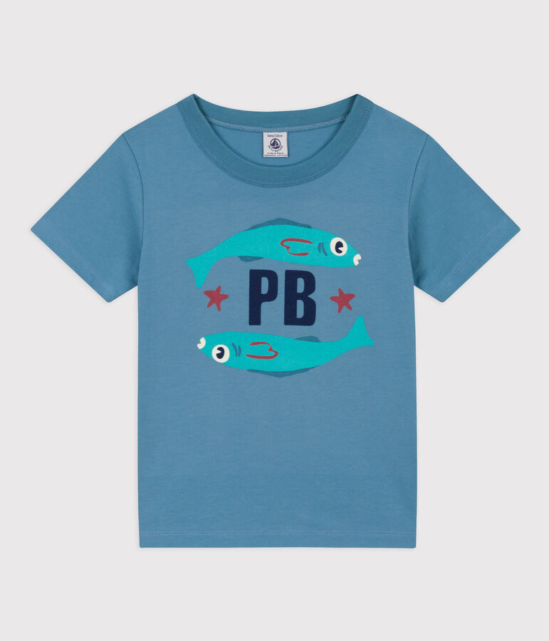 Kurz&auml;rmeliges Kinder-T-Shirt aus Baumwolle f&uuml;r Jungen blau/gr&uuml;n