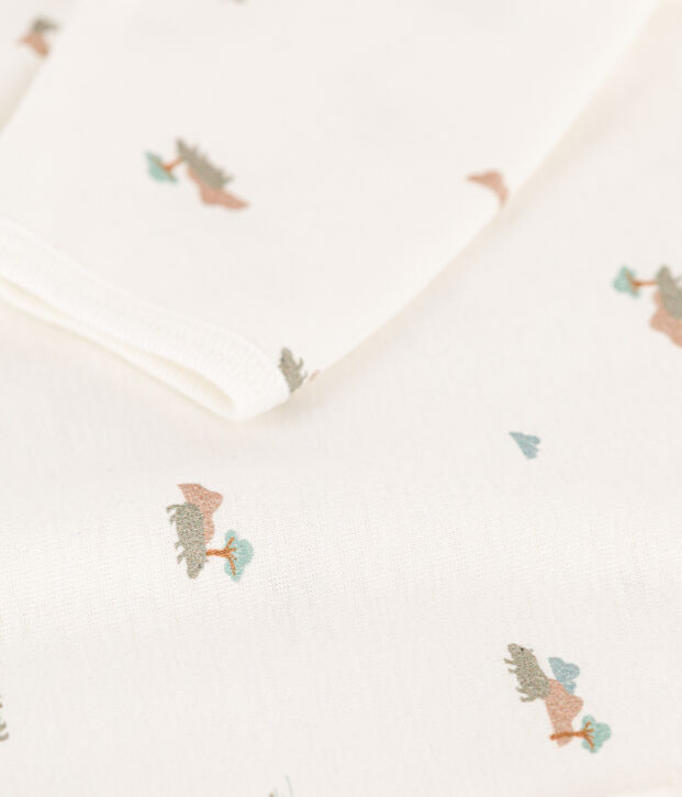 Strampler mit Tiermotiv aus Baumwolle weiss/vielfarbig