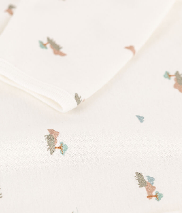 Strampler mit Tiermotiv aus Baumwolle weiss/vielfarbig