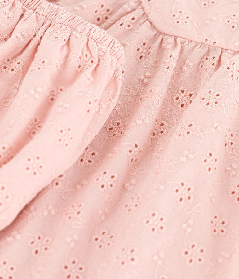Baby-Kleid mit Bloomers in Broderie Anglaise rosa