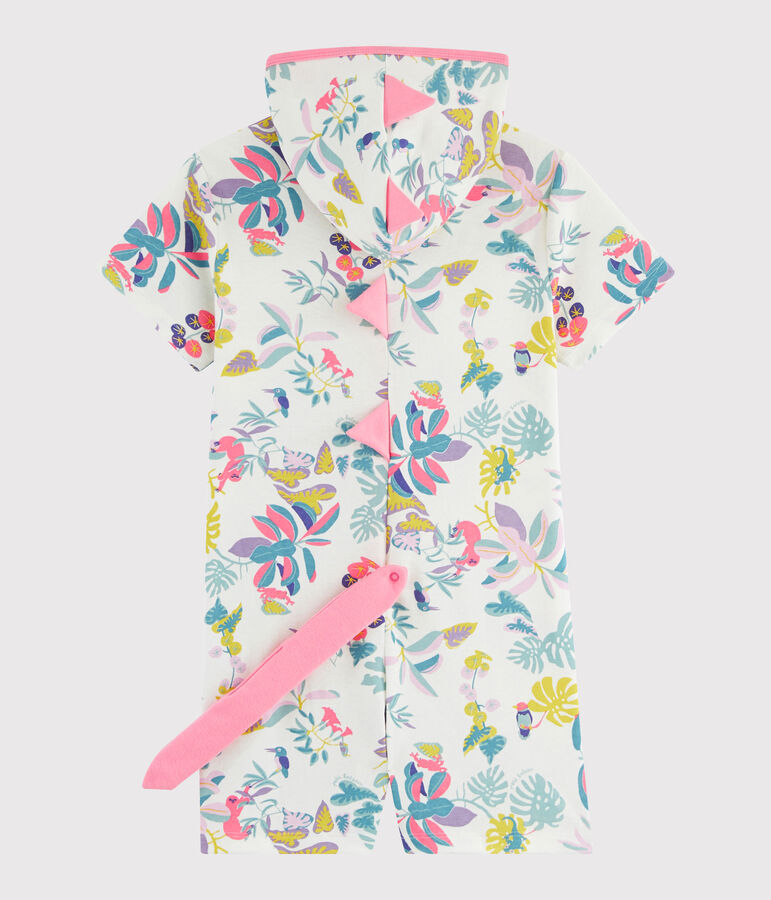 Overall mit Dinosaurier-Motiv f&uuml;r M&auml;dchen weiss/vielfarbig