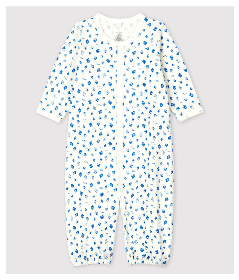 Baby-Kombi-Overall aus Bio-Baumwolle mit Sternen-Motiv weiss/grau