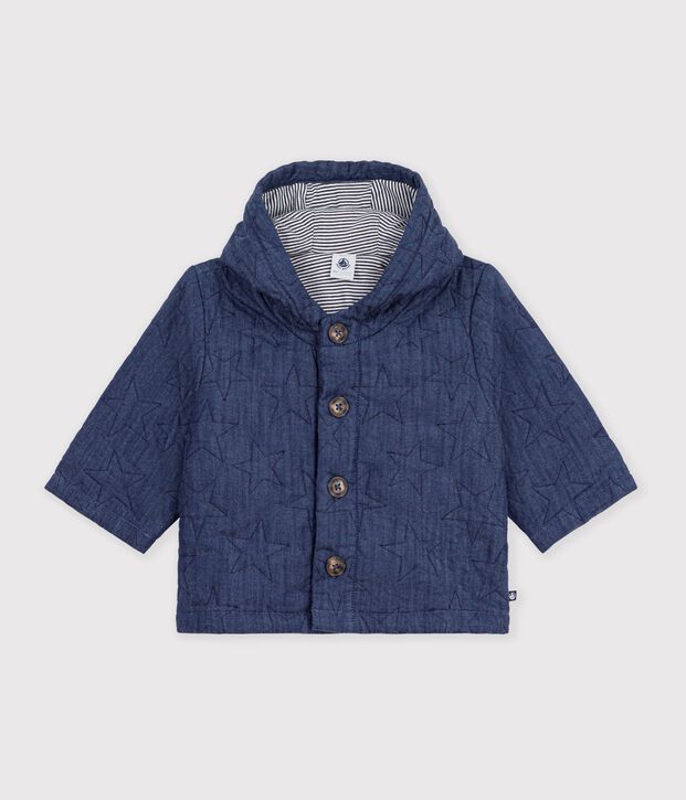 Baby-Weste aus gestepptem Denim mit bestickten Sternen blau