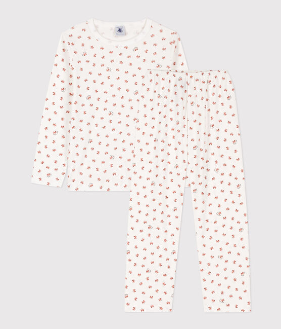 Kinderpyjama aus Baumwolle mit Fuchsmotiv weiss MARSHMALLOW/weiss MULTICO