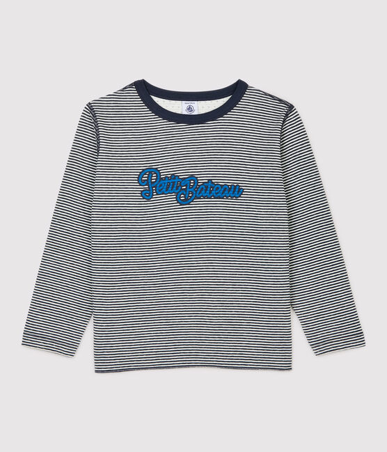 Langärmeliges Kinder-T-Shirt aus Doppeljersey für Jungen blau SMOKING/weiss MARSHMALLOW