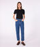 Kurzärmeliges Damen-T-Shirt L'ICONIQUE aus einfarbigem Rippstrick schwarz BLACK